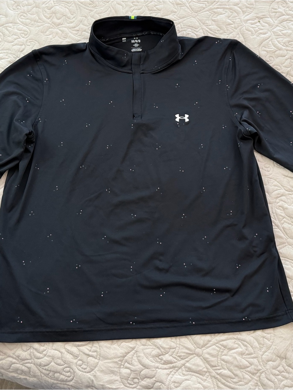 Under Armor LG Men’s Black Quarter-Zip Performance Pullover with White Logo
